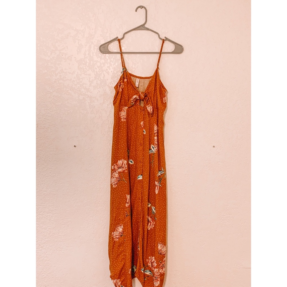 Mustard colored floral maxi dress